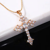 Golden Iced-Out Cross Pendant