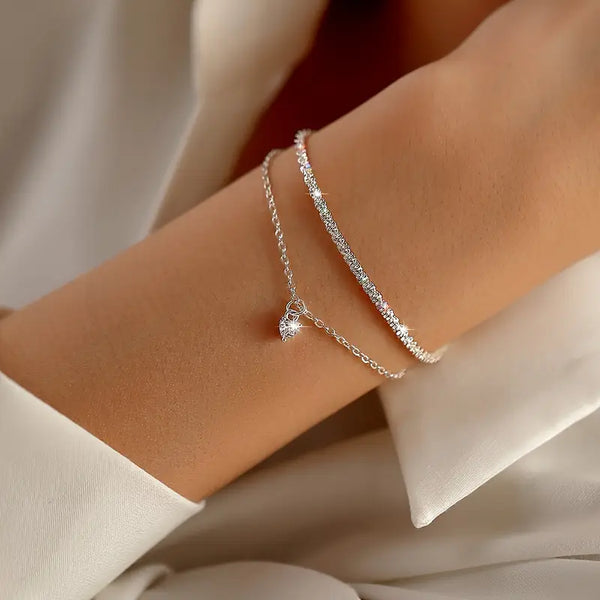 2-Piece Mini Love Heart Pendant Necklace – Women