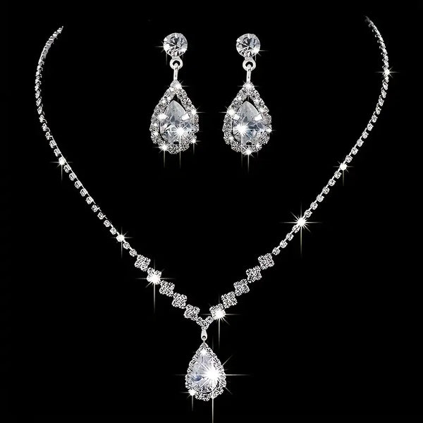 3-Piece Iced Out Bridal Jewelry Set – Earrings & Necklace