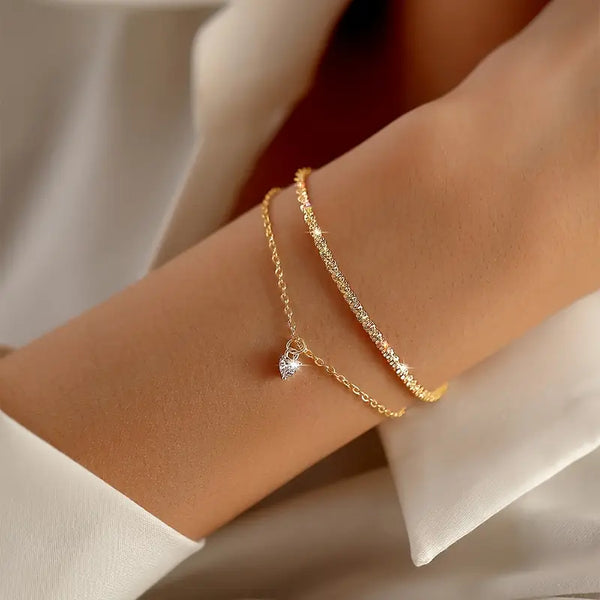 2-Piece Mini Love Heart Pendant Necklace – Women