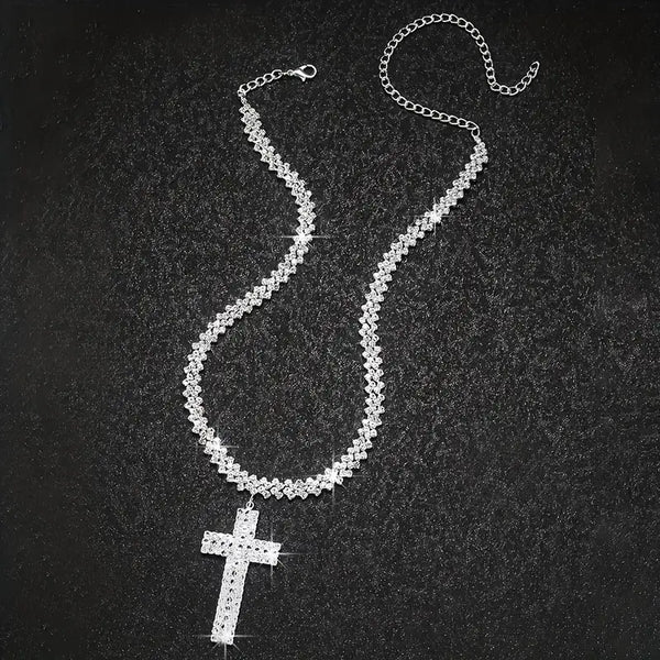 Iced Out Cross Pendant Necklace – Women